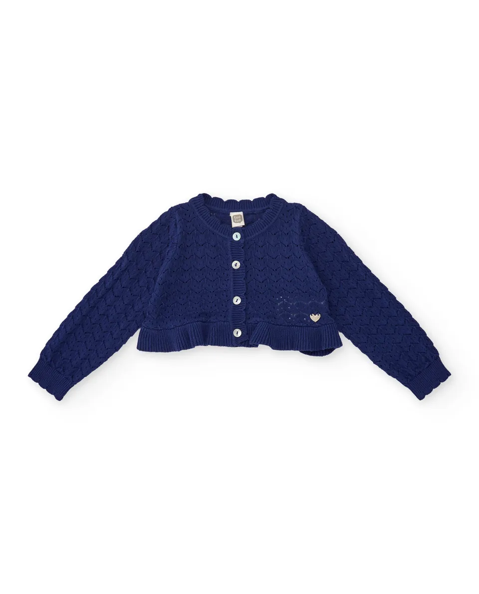 TucTuc Maglioni Cardigan Bambina Navy Traforato Bottoni