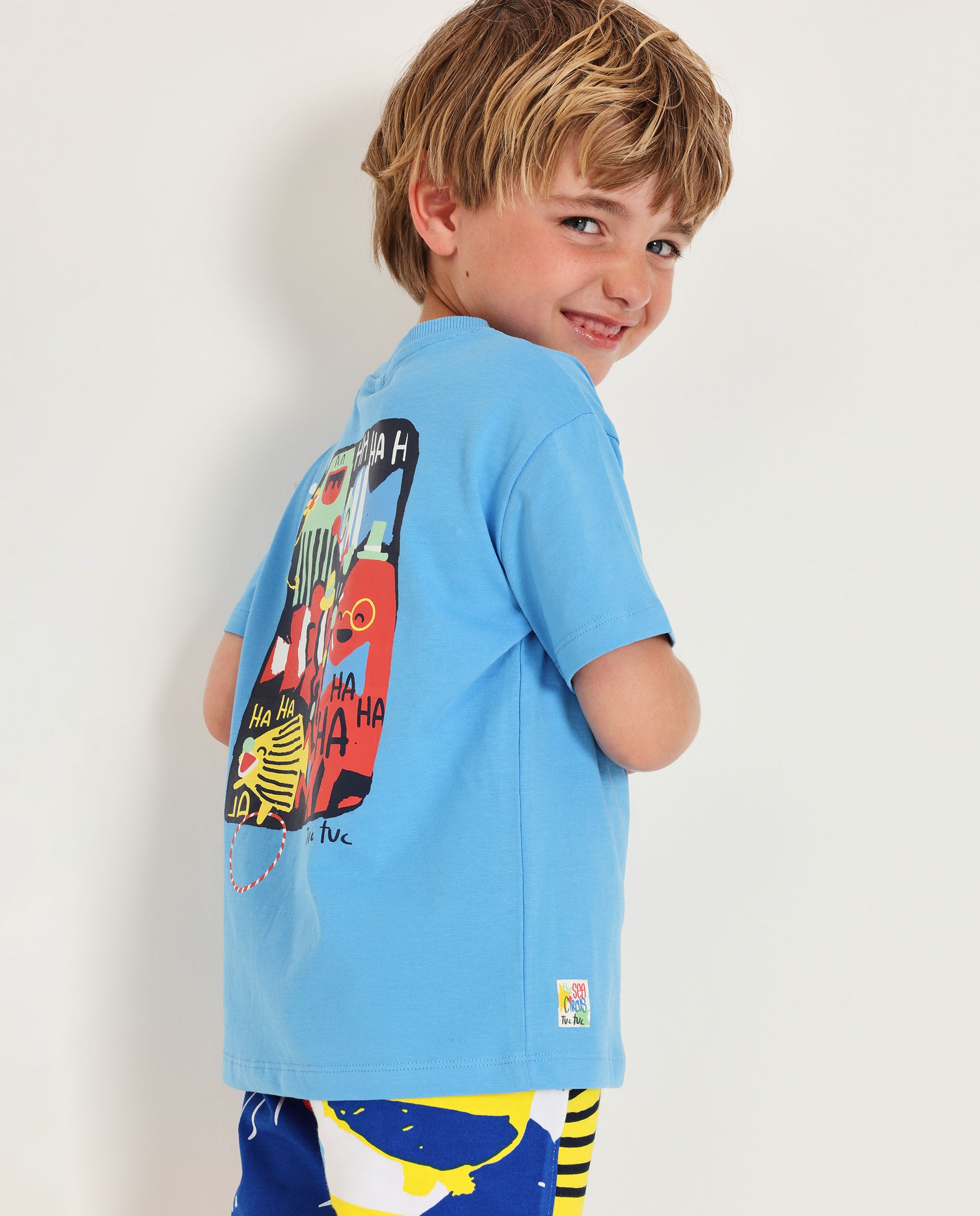 TucTuc Magliette T-Shirt Bambino Blu Pesce Pagliaccio