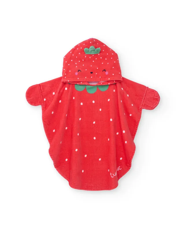 TucTuc Asciugamani Poncho Neonato Rosso Fragola Cappuccio