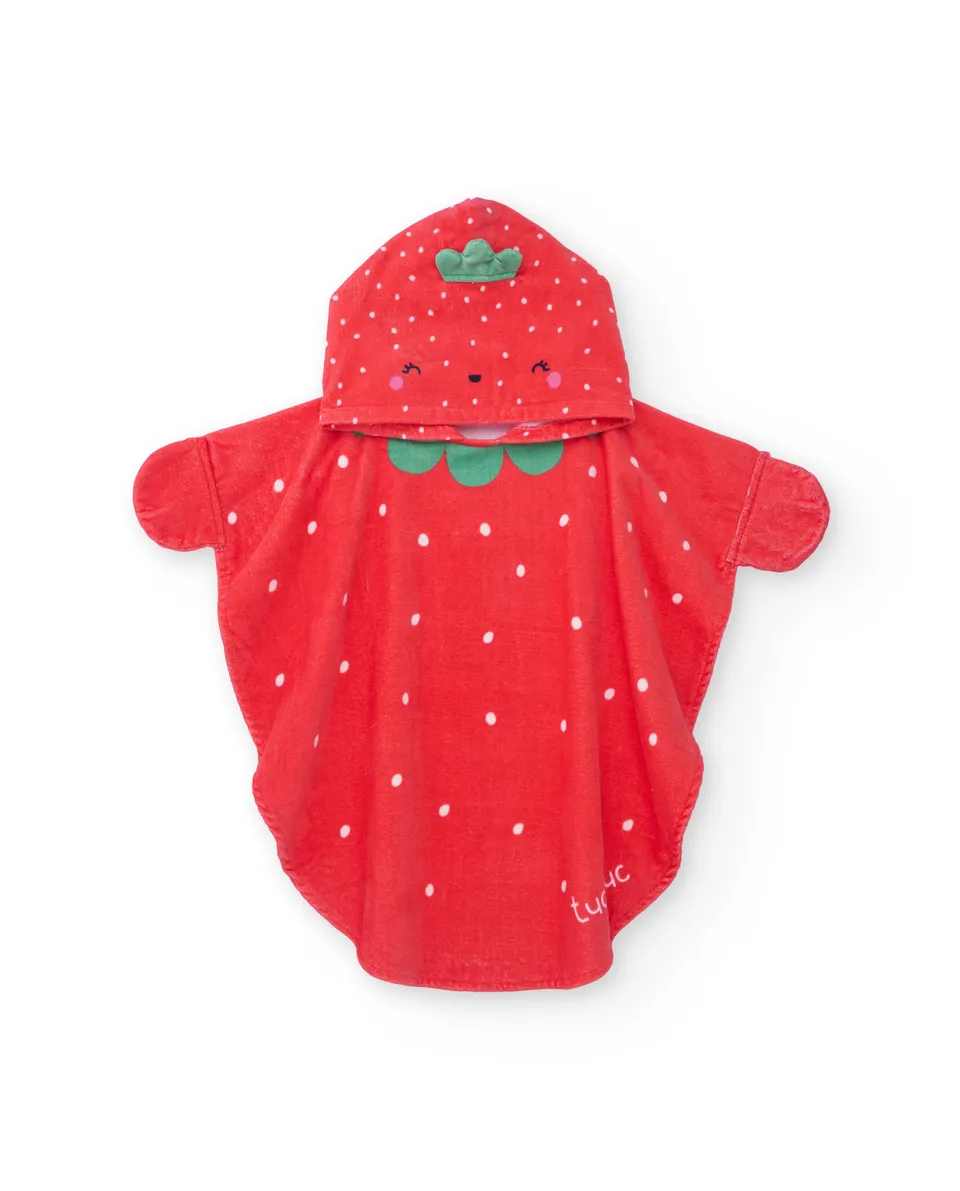TucTuc Asciugamani Poncho Neonato Rosso Fragola Cappuccio