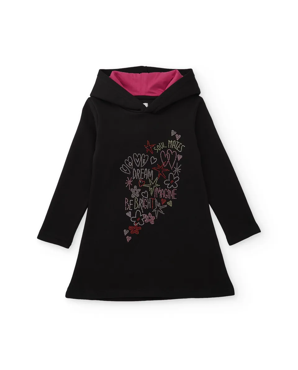 TucTuc Vestiti Cappuccio vestito bambina nero felpa