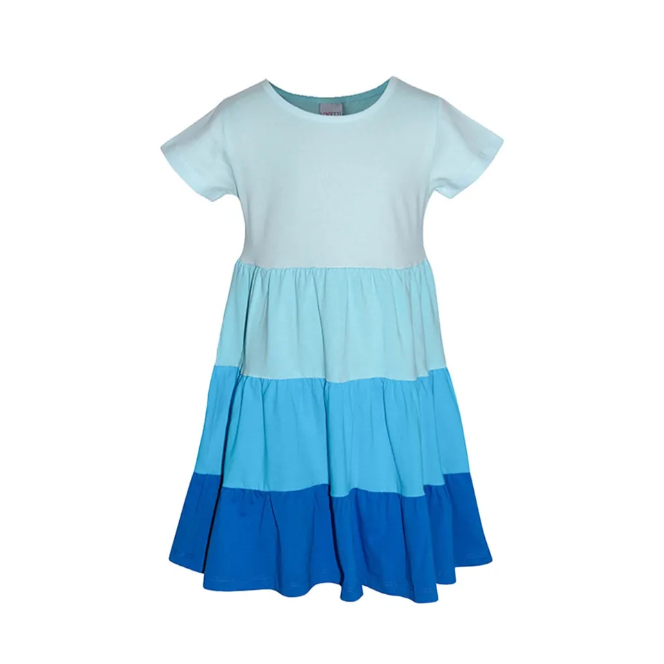 Lovetti Abito Bimba Tricolore Azzurro Cotone 1 Anno 86cm