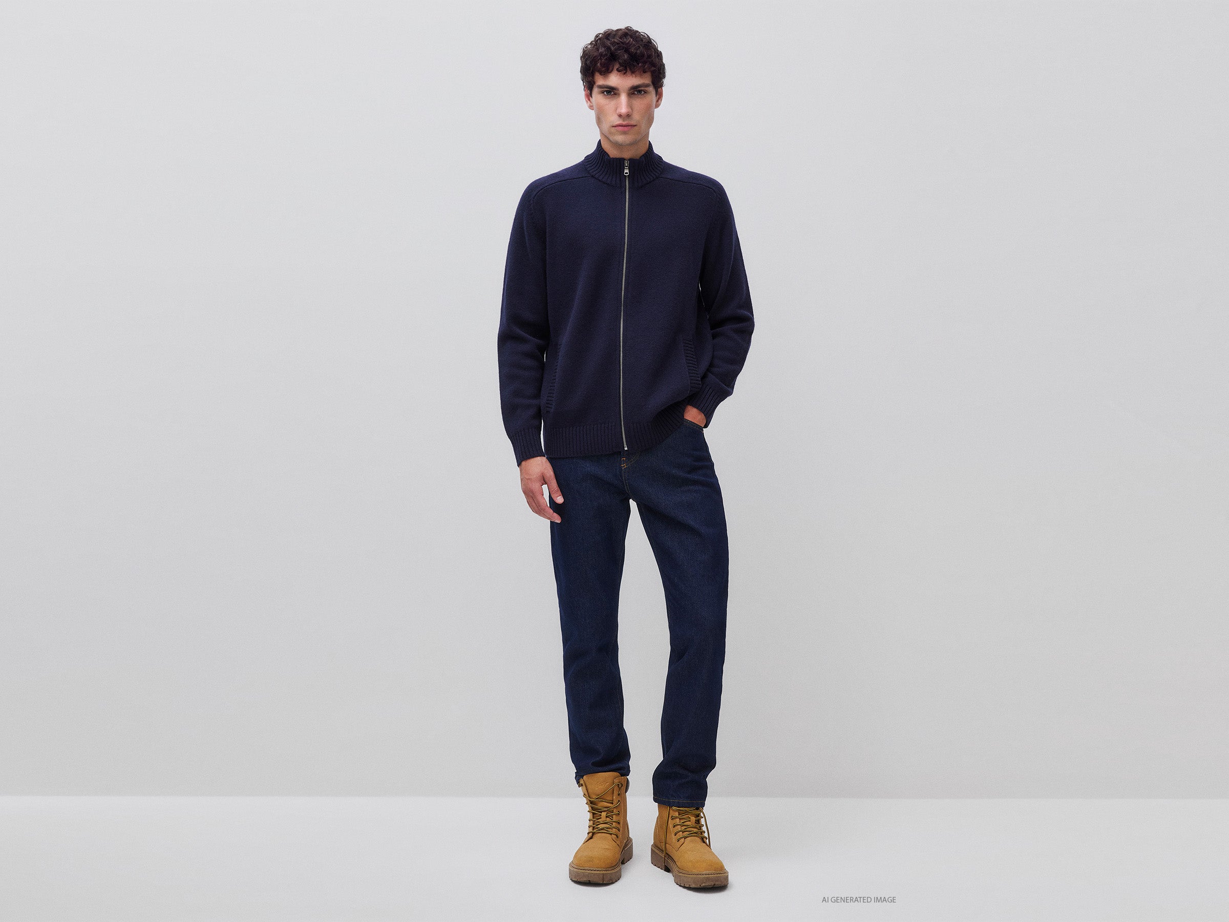 United Colors of Benetton Cardigan Zip Lana Merino Uomo L