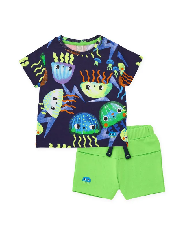 TucTuc Completi Maglia Meduse Navy Shorts Verde Bimbo