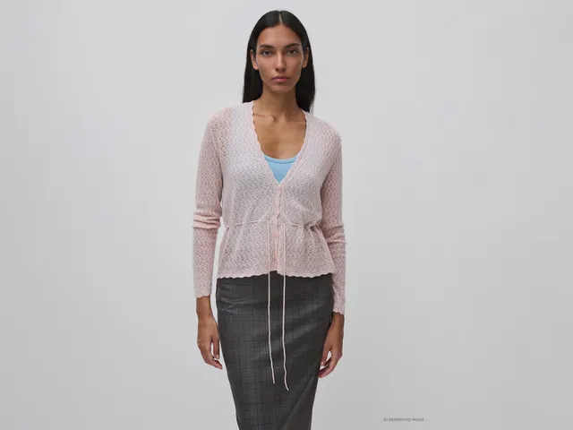 United Colors of Benetton cardigan traforato lana taglia S