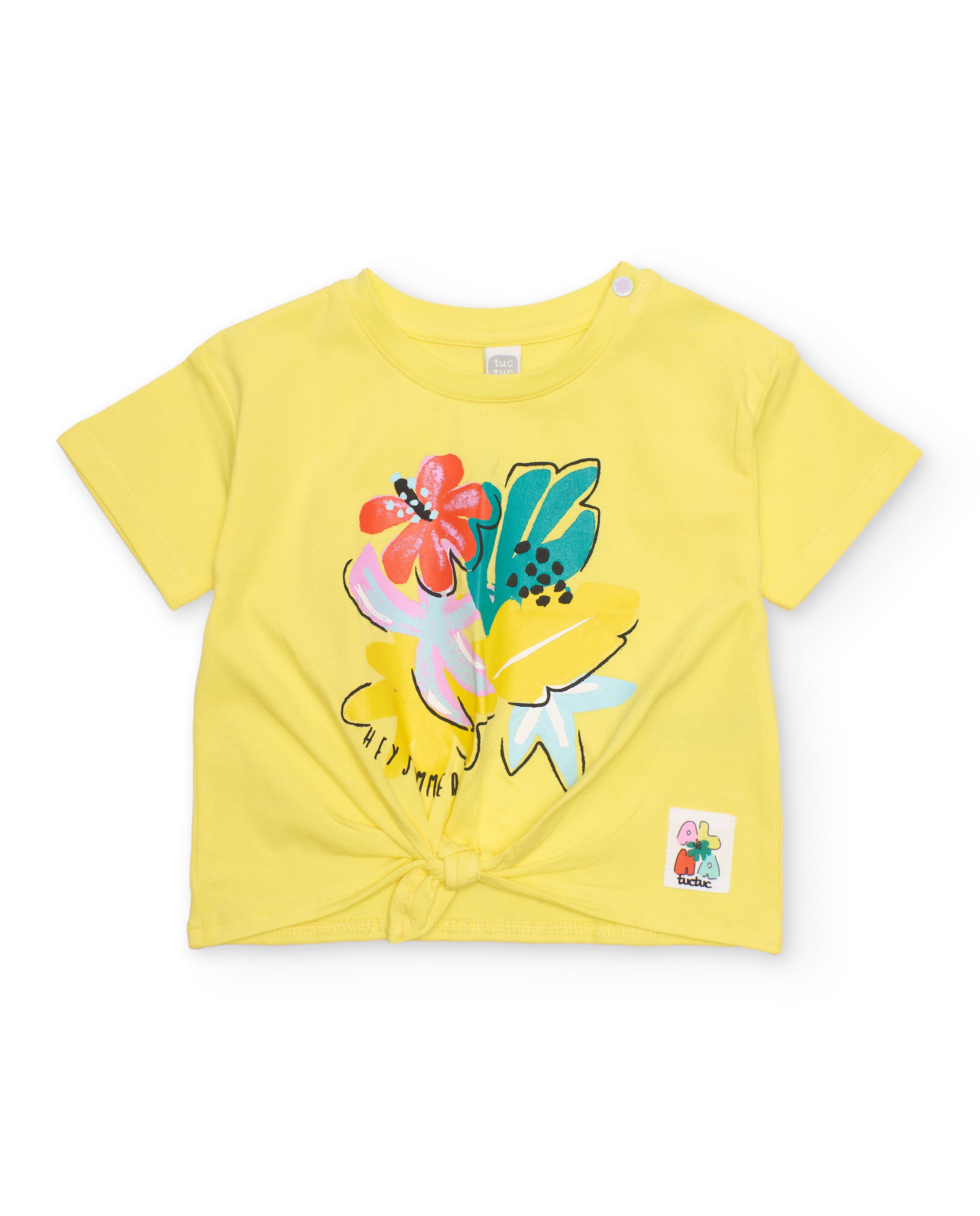 TucTuc Magliette T-shirt maglia gialla bambina fiori nodo