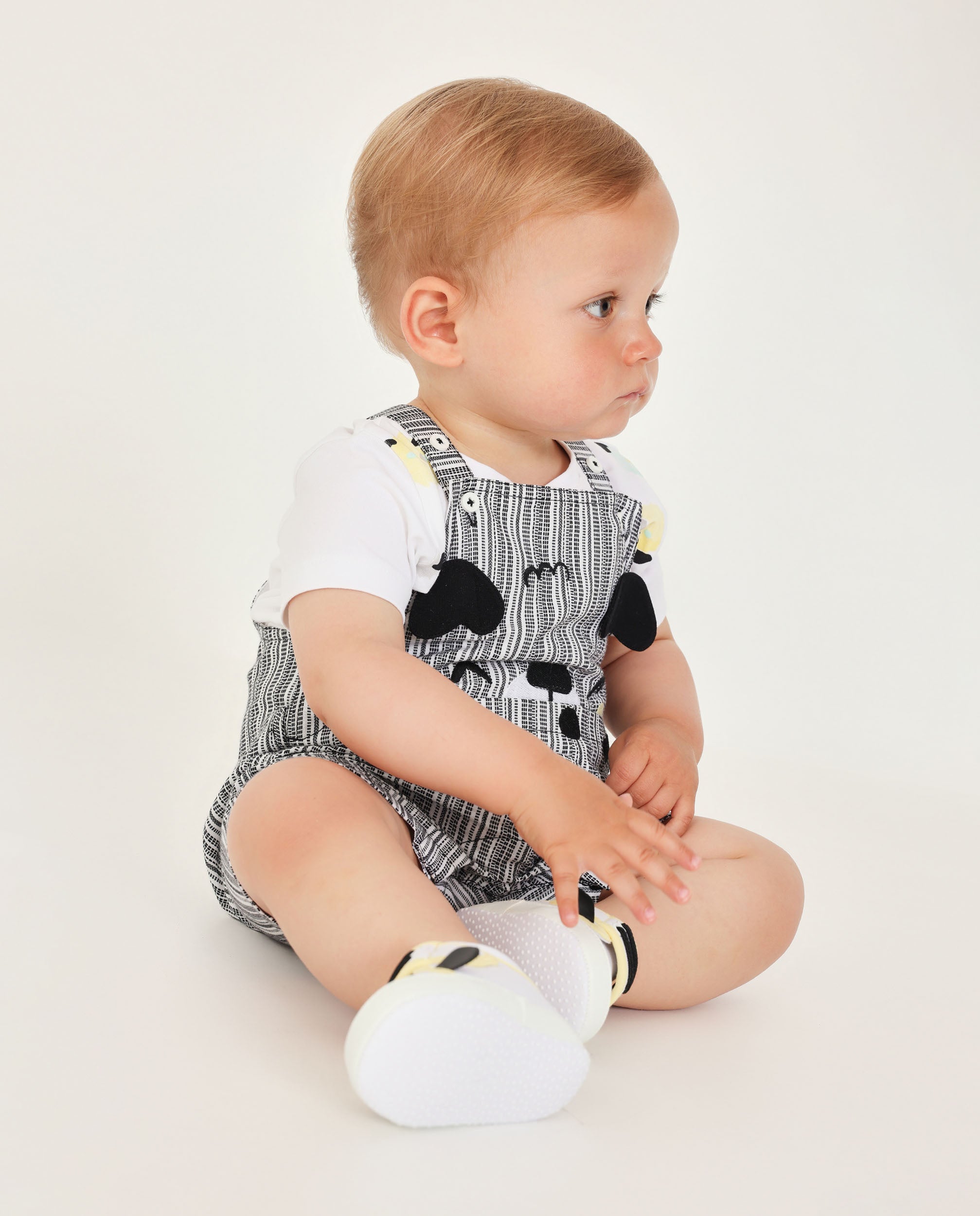 TucTuc Completi salopette righe completo neonato grigio