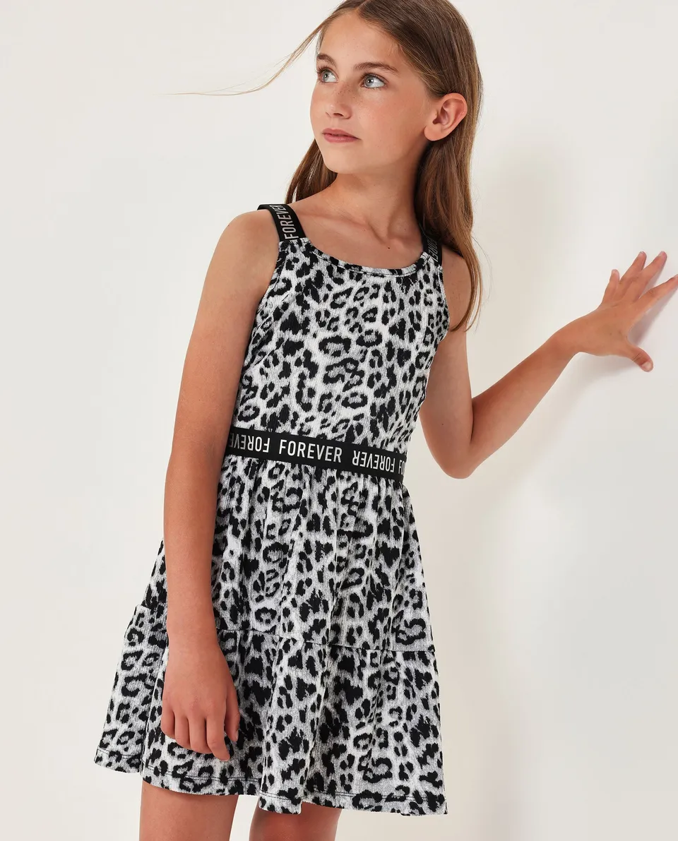 TucTuc Vestiti vestito bambina nero animalier spalline