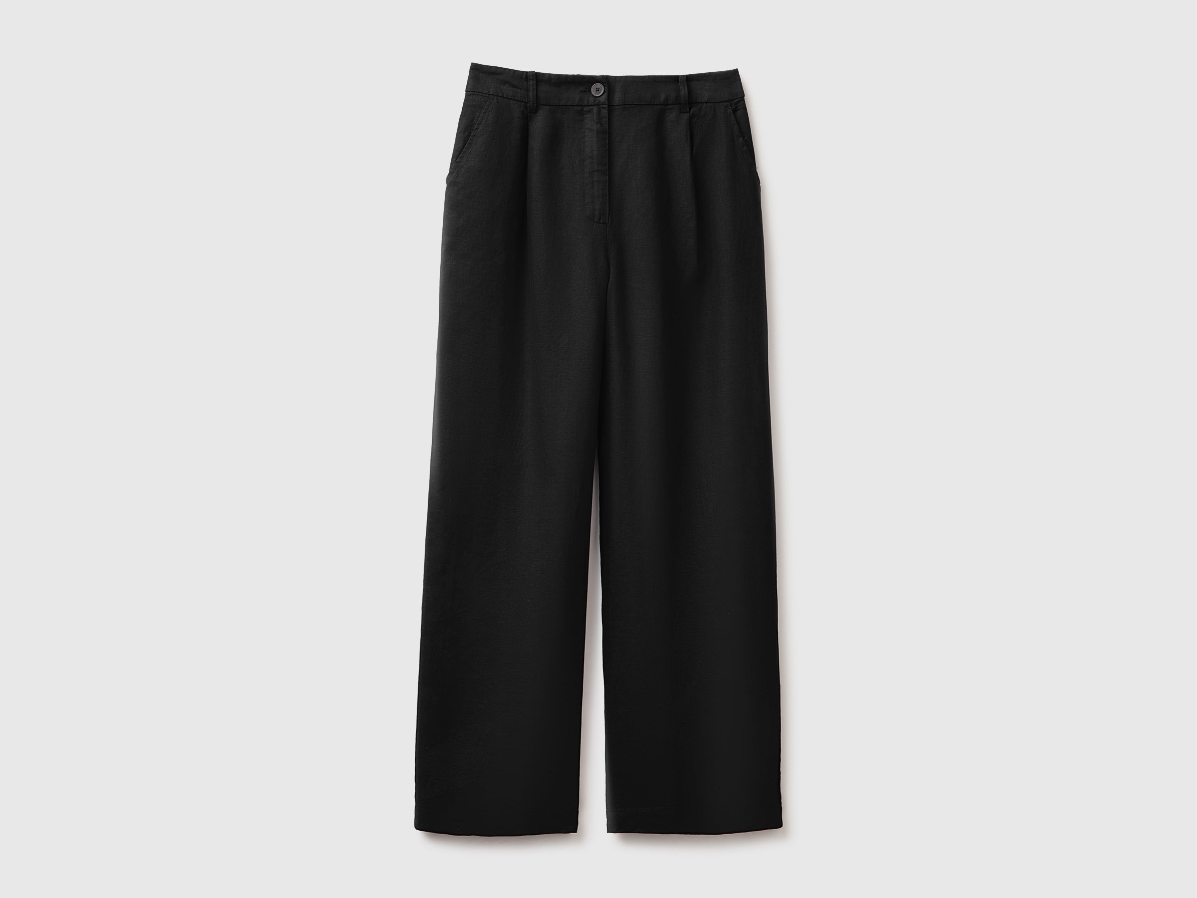 United Colors of Benetton Pantaloni Vita Alta Lino Taglia 42