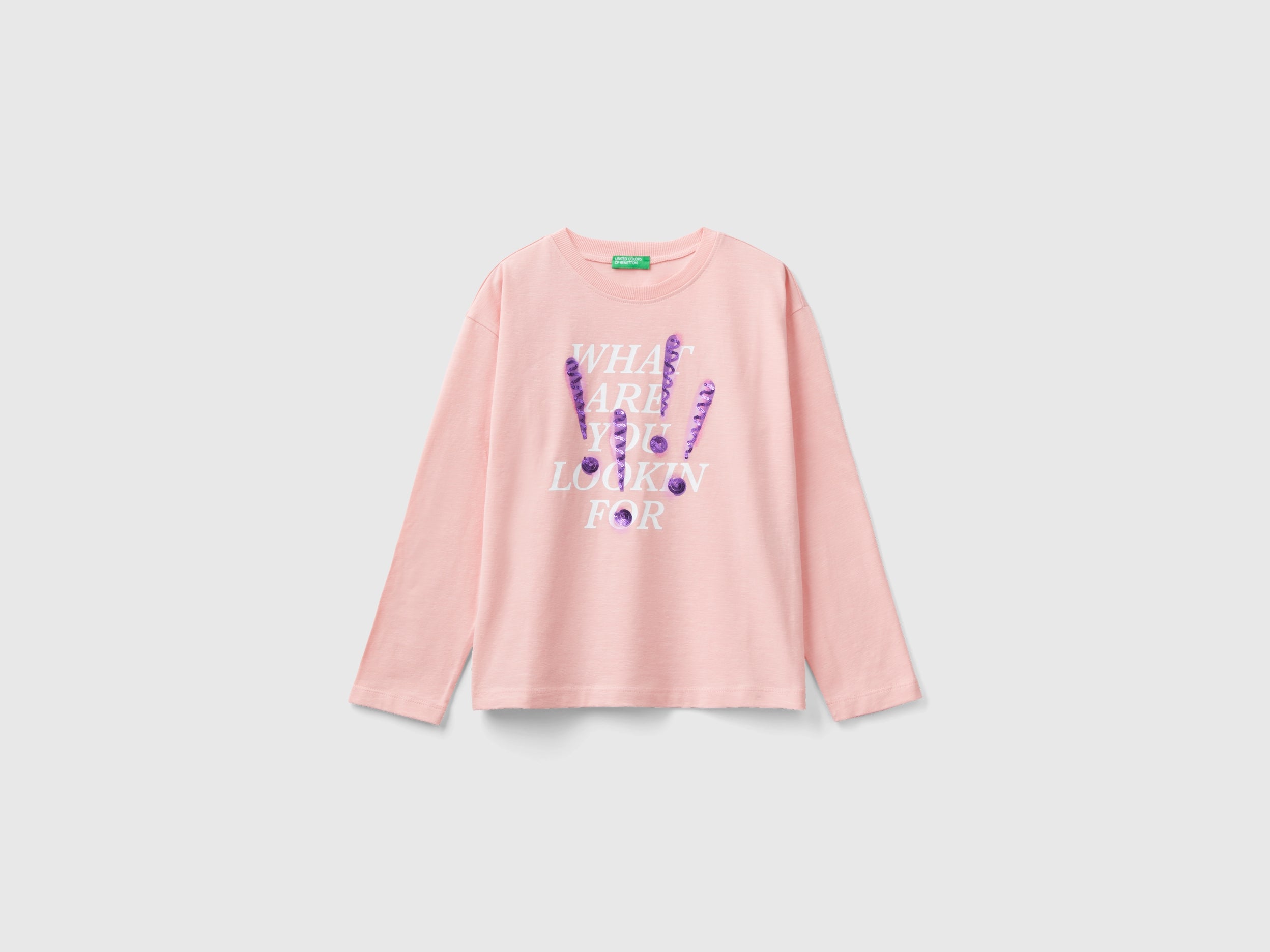 United Colors of Benetton T-shirt Stampa Paillettes Cotone Taglia M