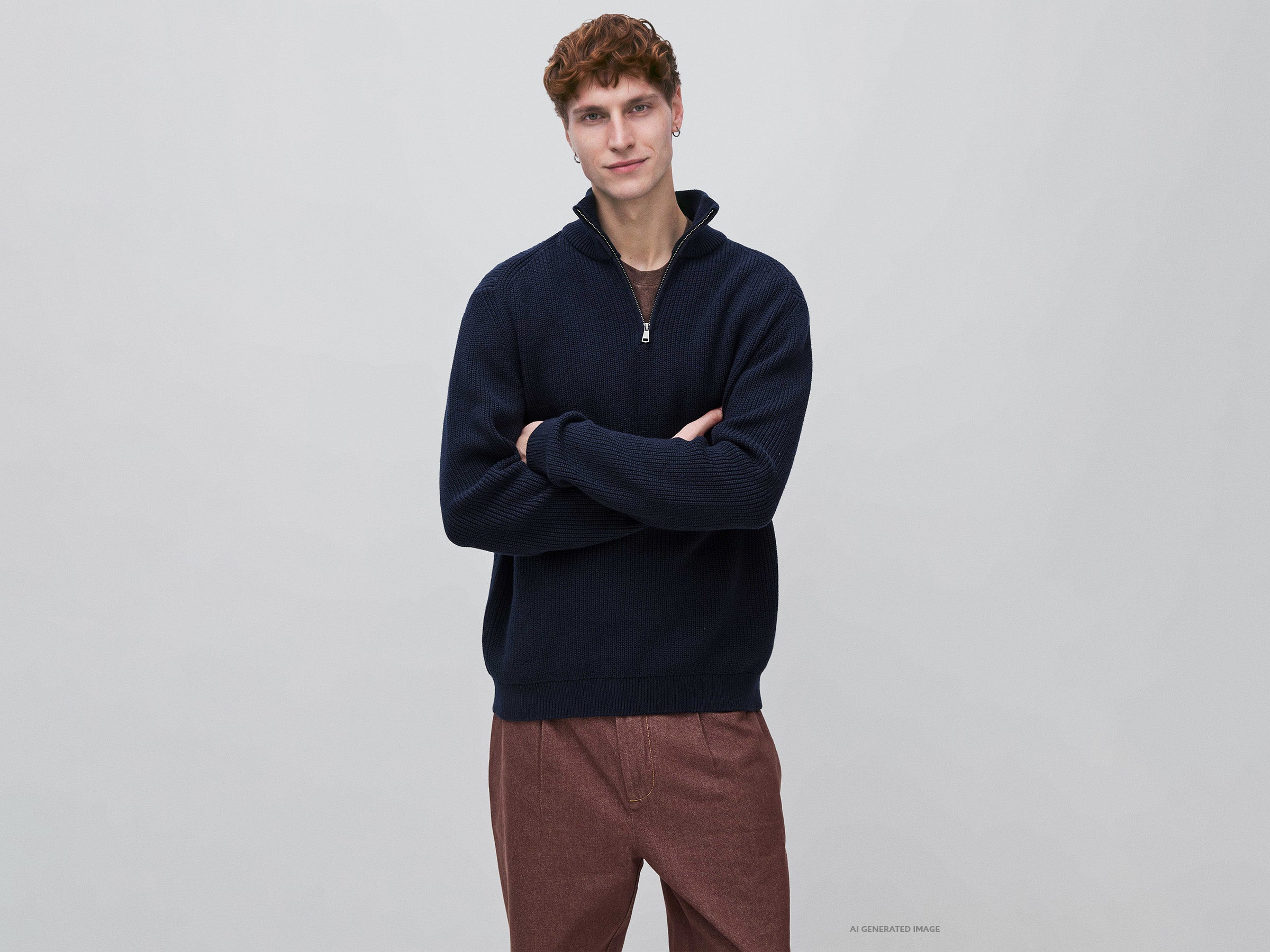 Benetton Sweaters Maglione mezza zip lana taglia L