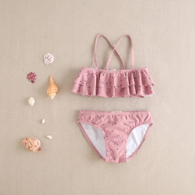 Dadati Bikini Lama costume bimba rosa 6 anni volant