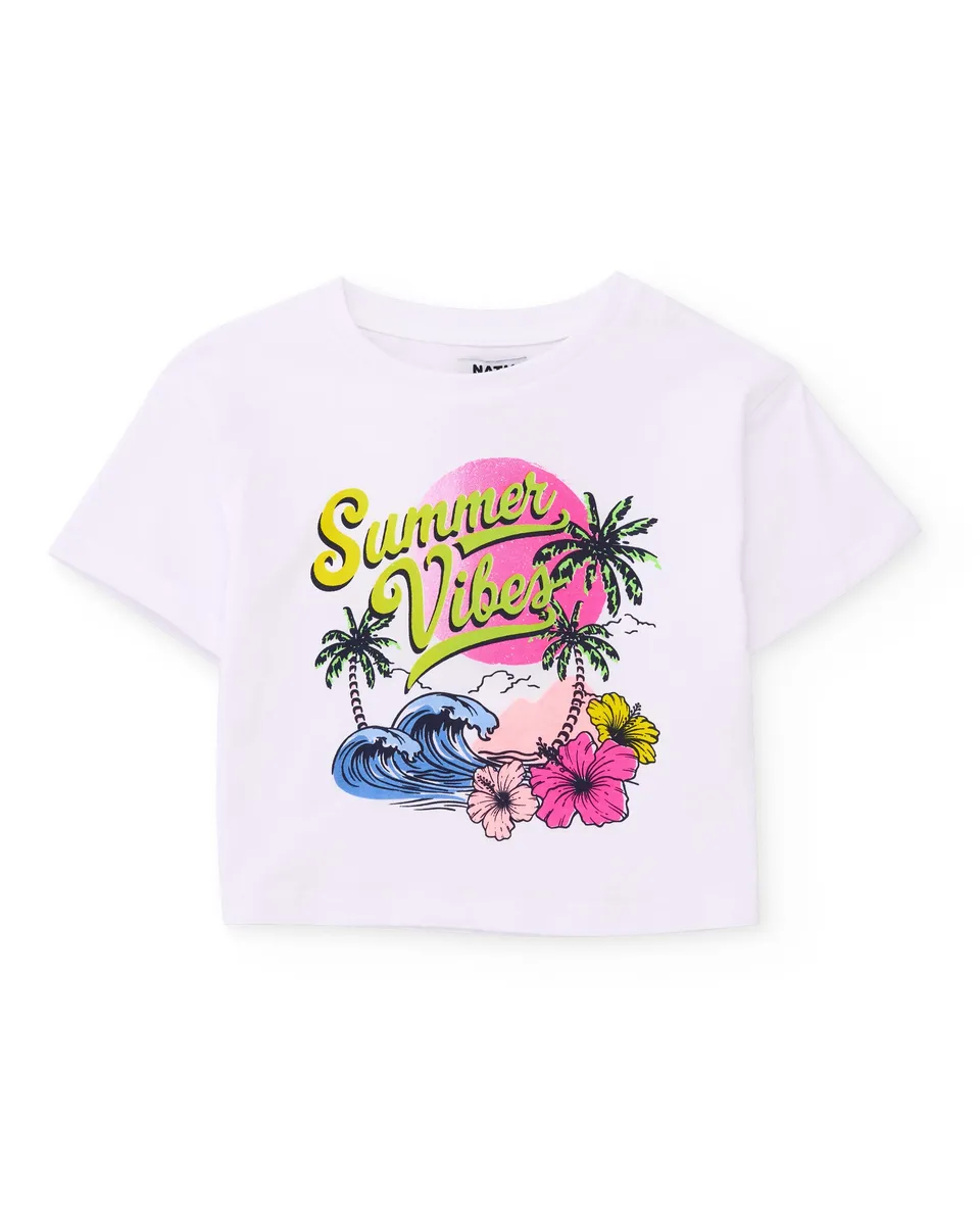 TucTuc Magliette T-Shirt Bambina Bianco Summer Vibes Cotone