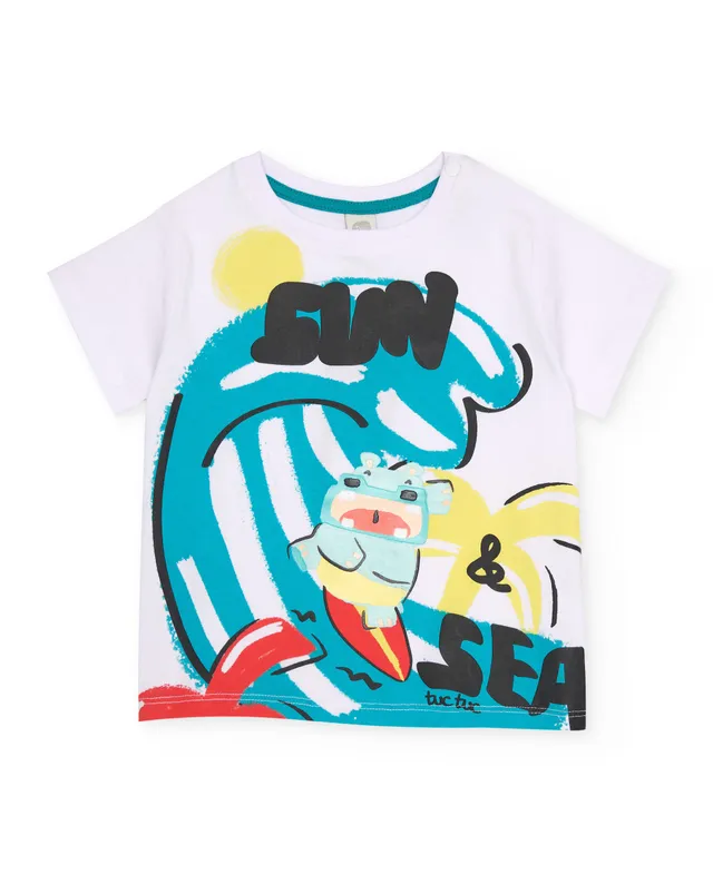 TucTuc Magliette T-shirt surfista cotone bianco onda