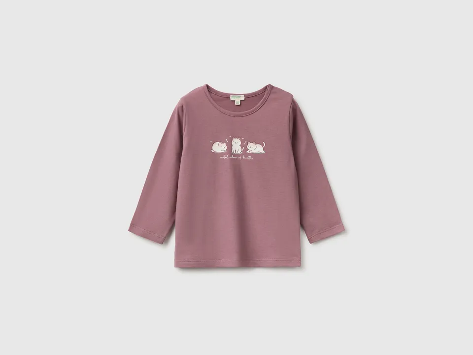 Benetton T-Shirt Neonato Animali Cotone Bio 68