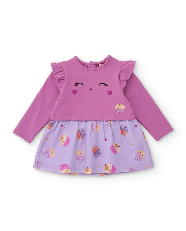 TucTuc Vestiti vestito neonata Viola cupcake volant cotone