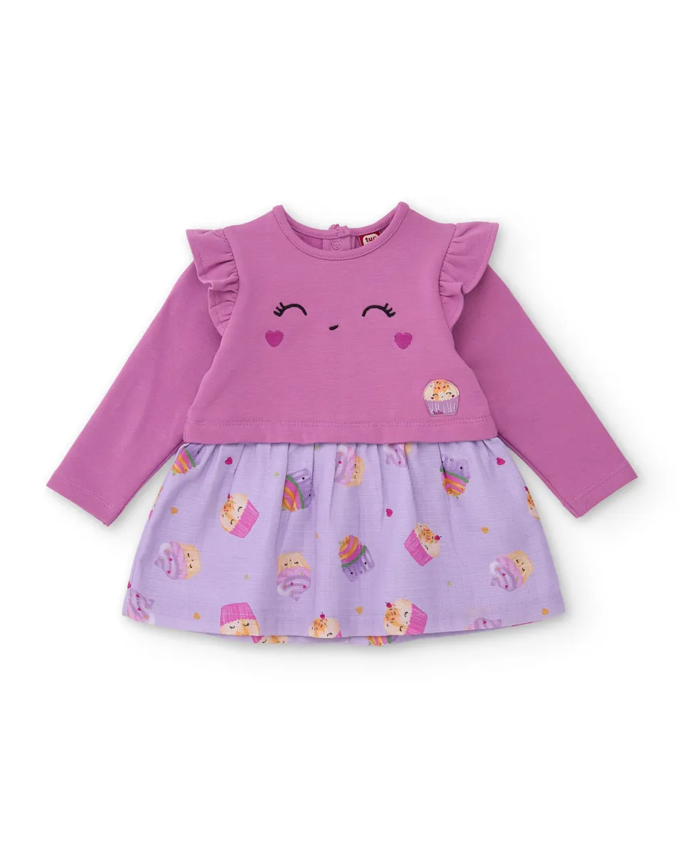 TucTuc Vestiti vestito neonata Viola cupcake volant cotone