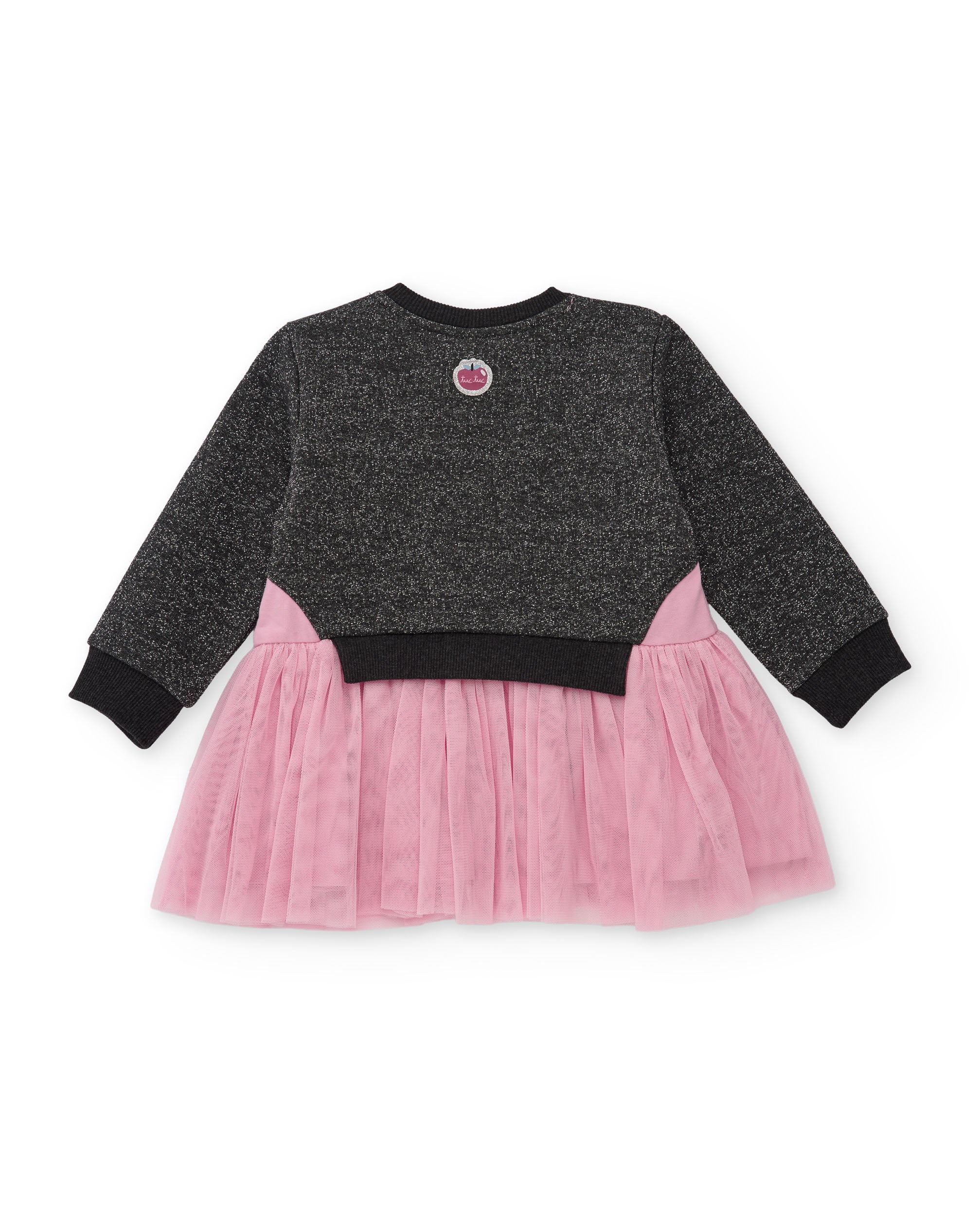 TucTuc Vestiti abito bambina felpa tulle grigio rosa