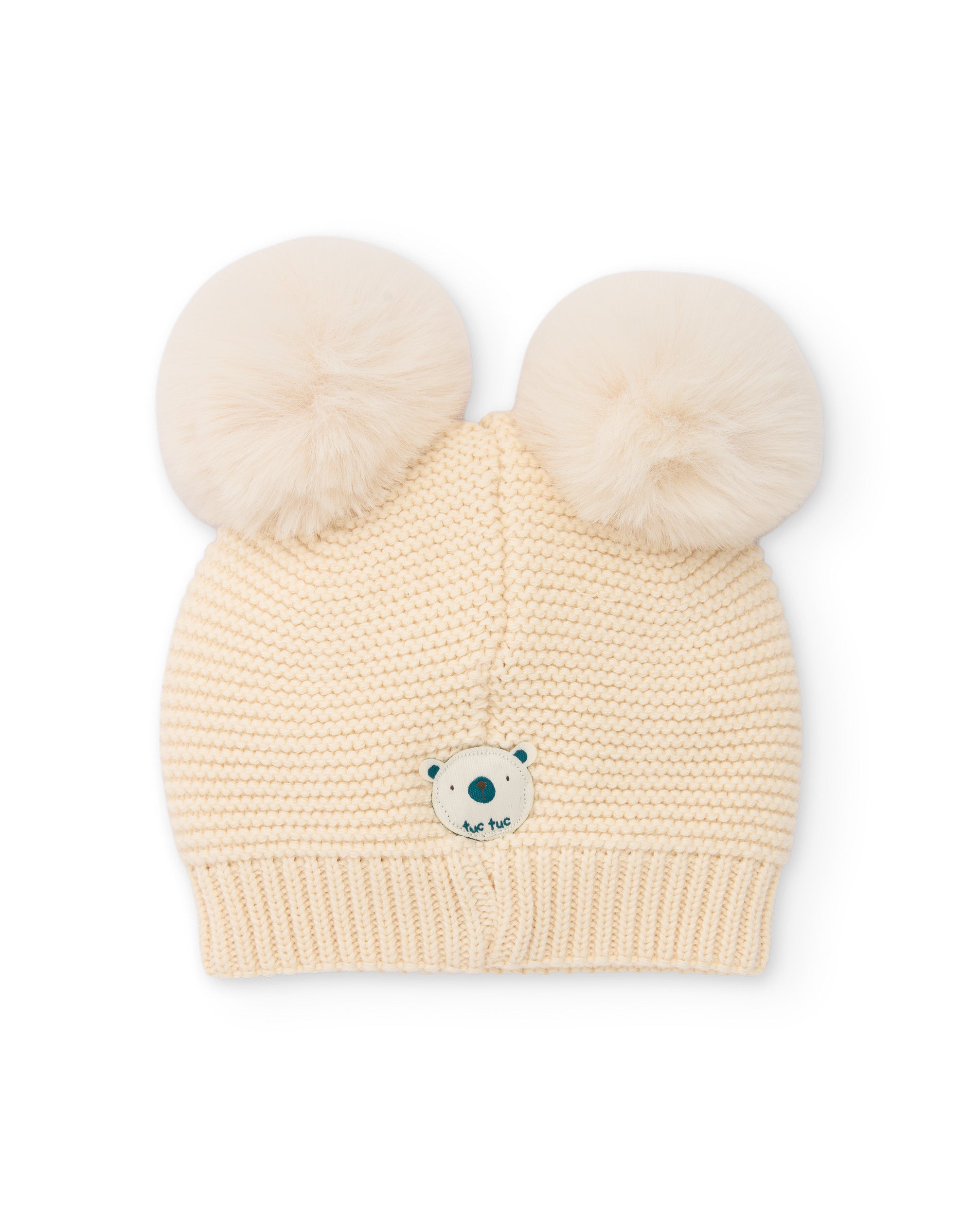TucTuc Accessori Cappello neonato beige tricot pon-pon