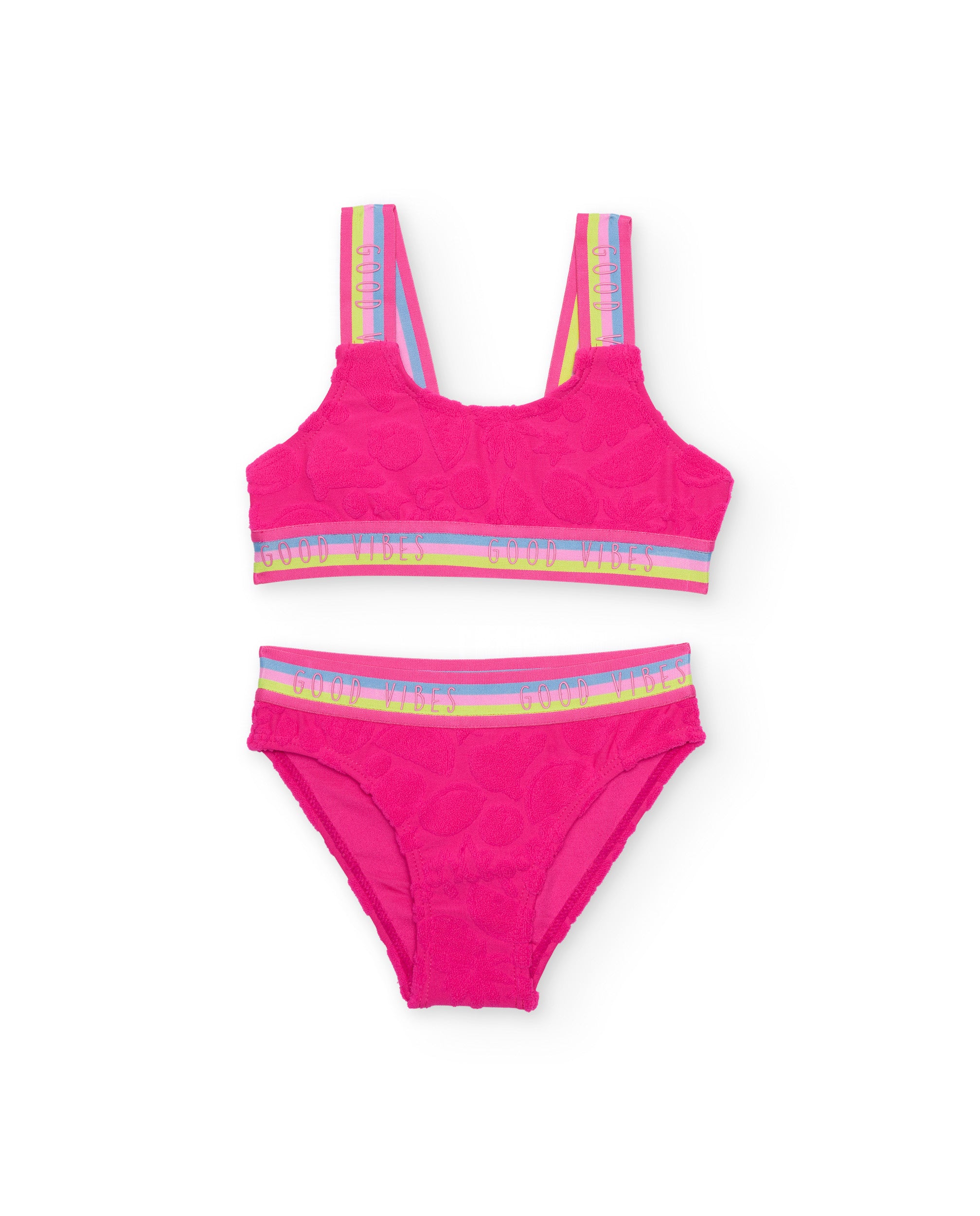 TucTuc Costumi Da Bagno bikini bambina fucsia rilievo floreale
