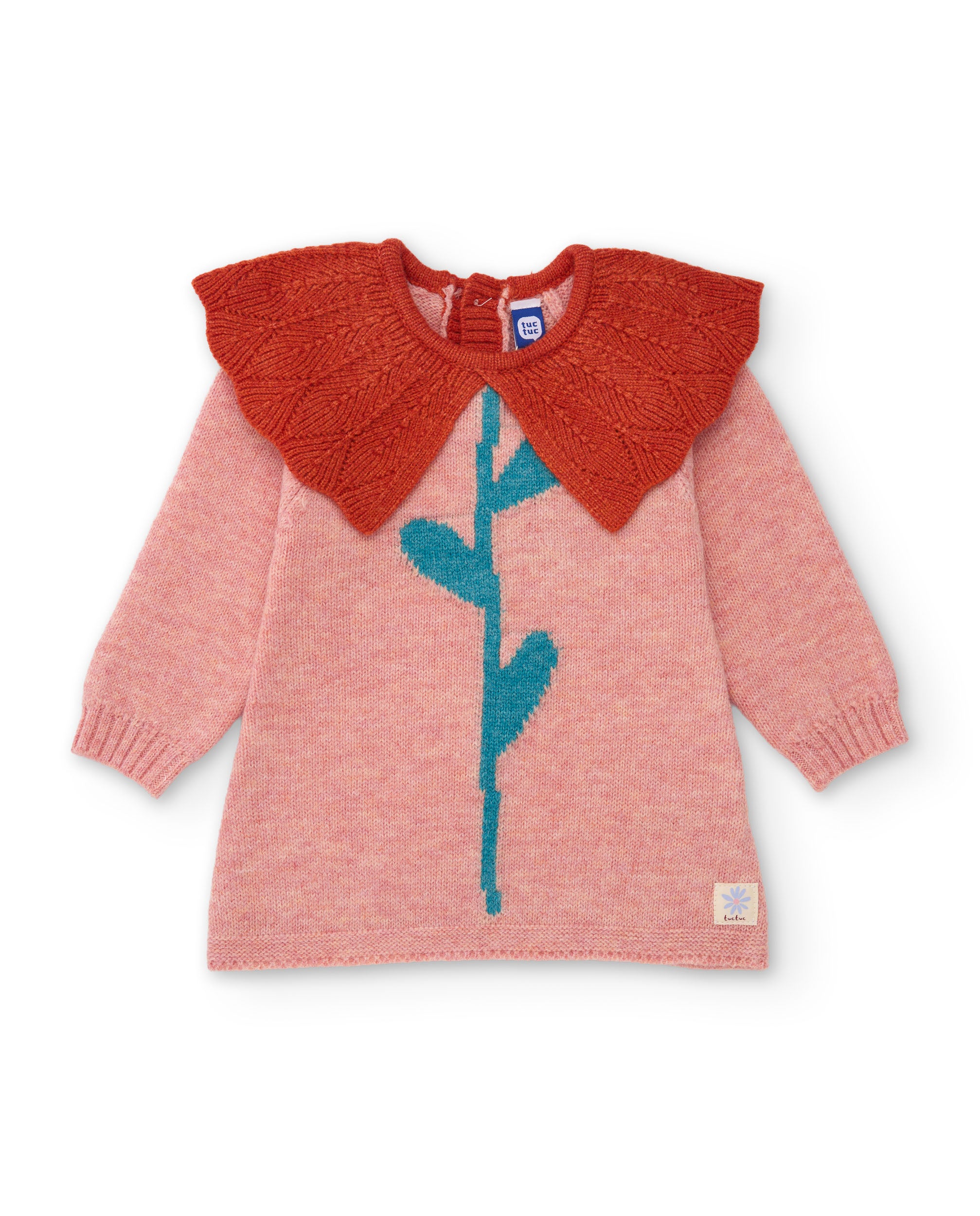 TucTuc Vestiti Vestito bambina maglia rosa collo rosso
