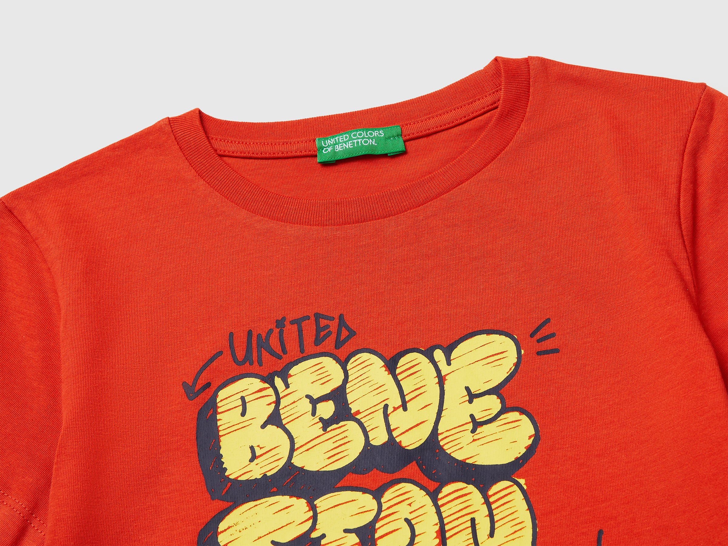 Benetton Maglietta Logo Cotone Bio Bimbo Taglia 104