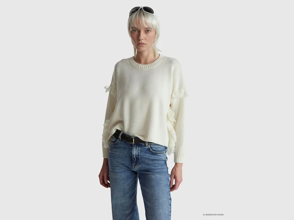 United Colors of Benetton maglione frange misto lana