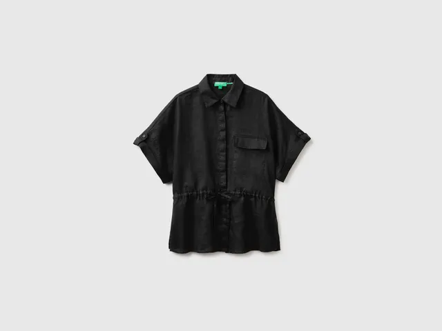 United Colors of Benetton camicia sahariana lino manica corta