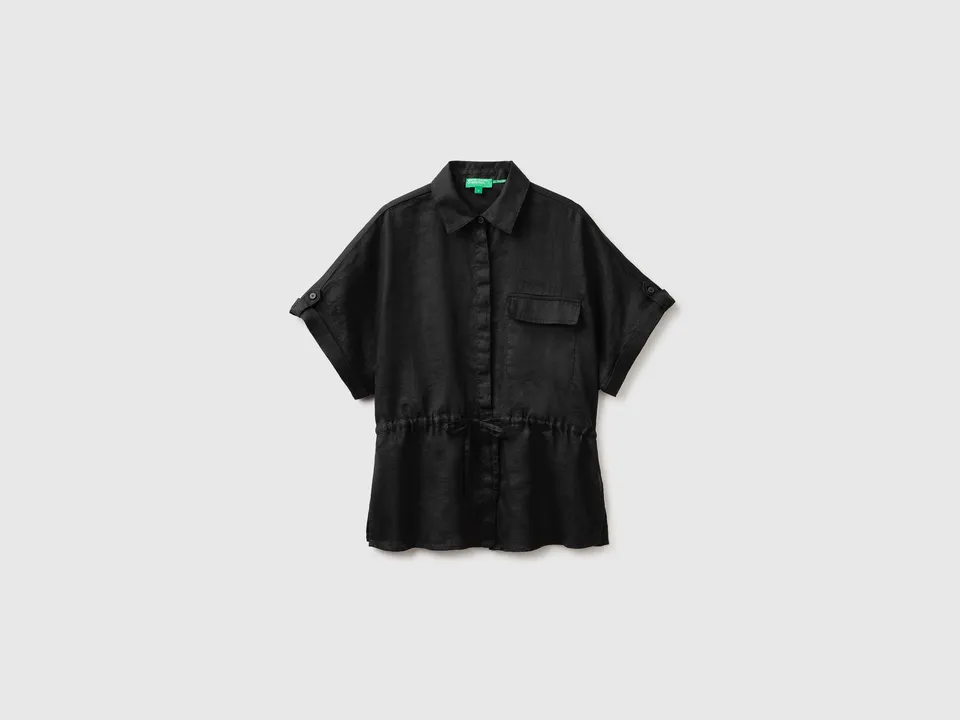United Colors of Benetton camicia sahariana lino manica corta
