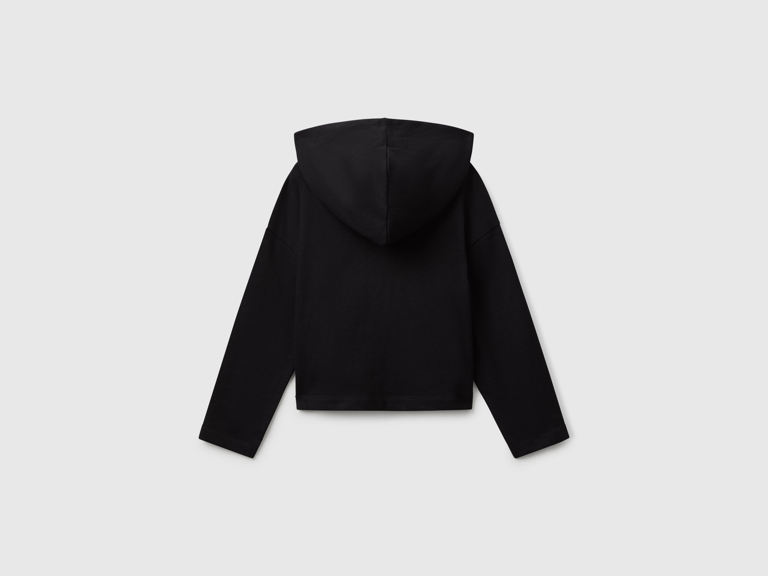 United Colors of Benetton Felpa Cappuccio Zip Cotone Patch Polso
