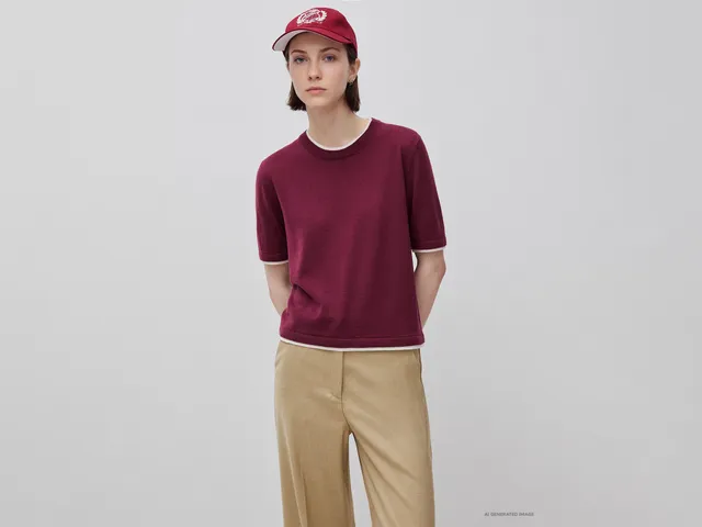 Benetton maglia lana merino manica corta taglia M