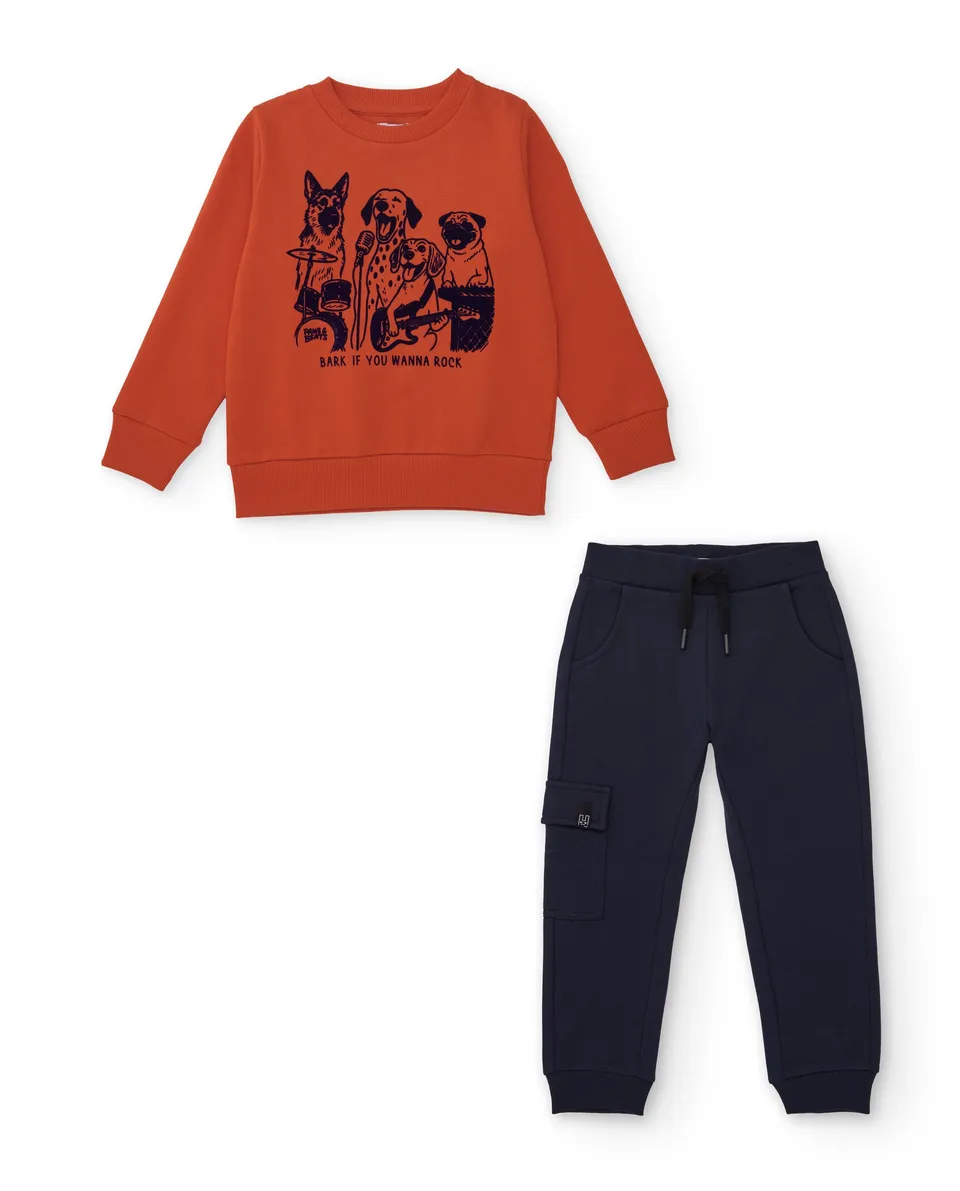 TucTuc Completi felpa cani jogger tuta arancione cotone 4A