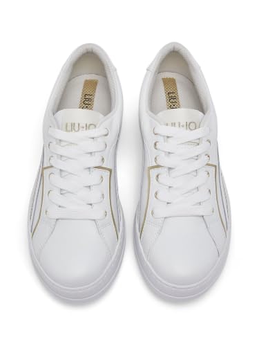 Liu Jo Sneakers Pelle Bianche 35 con Accenti Lamé