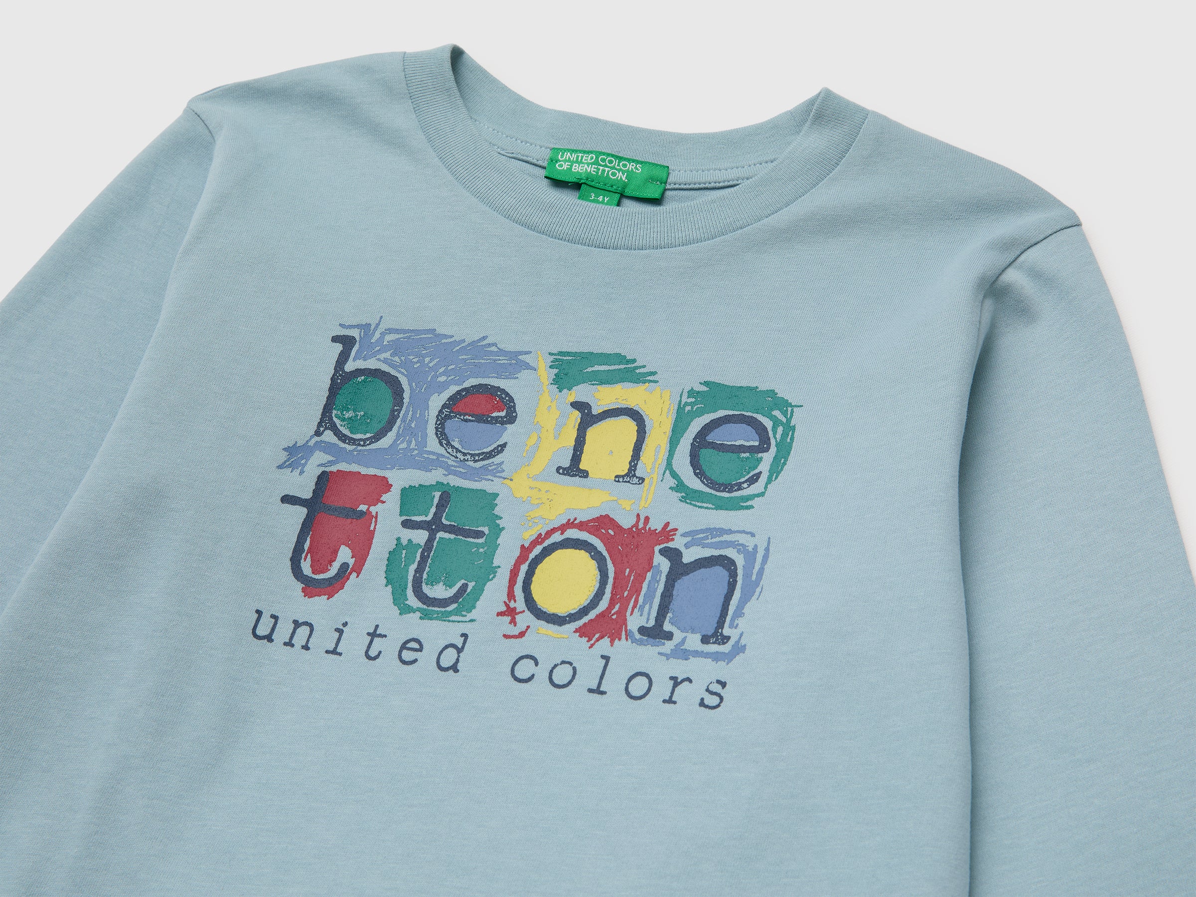 United Colors of Benetton t-shirt bimbo 104 cotone bio manica lunga
