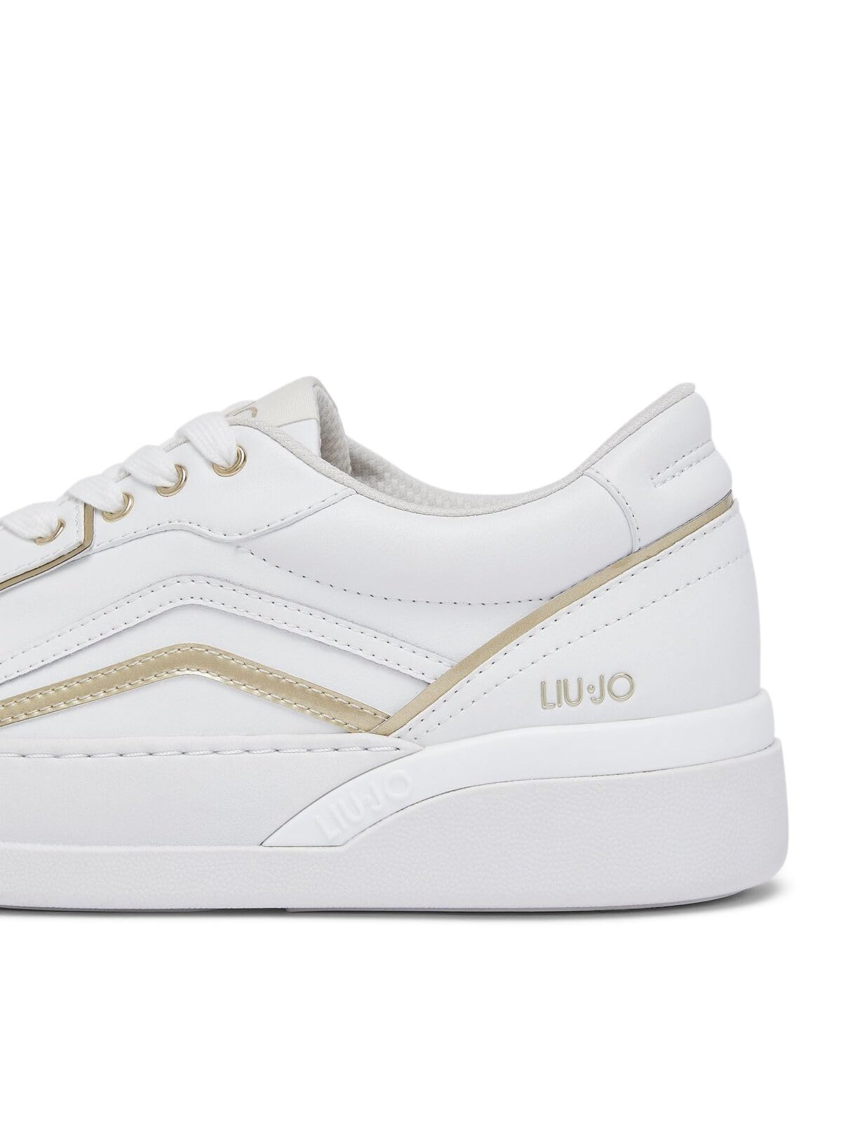Liu Jo Sneakers Pelle Bianche 35 con Accenti Lamé