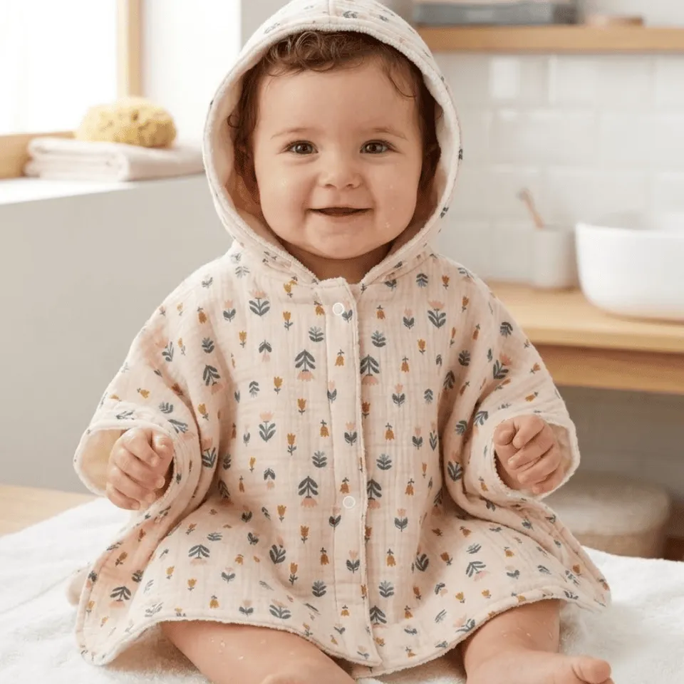 Petite Citrouille Agathe poncho mare neonato granchi cotone