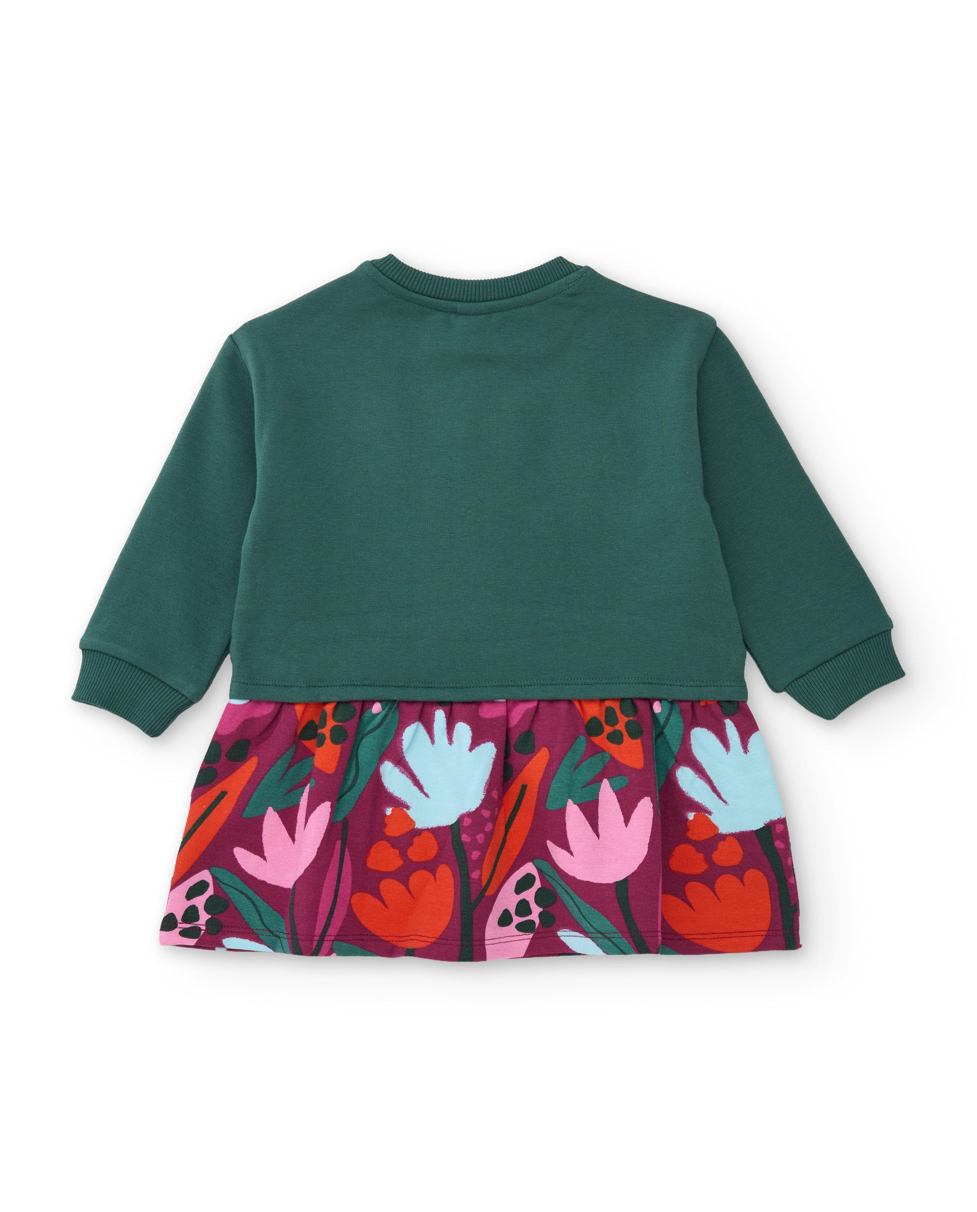 TucTuc Vestiti vestito bambina verde felpa cuori floreale