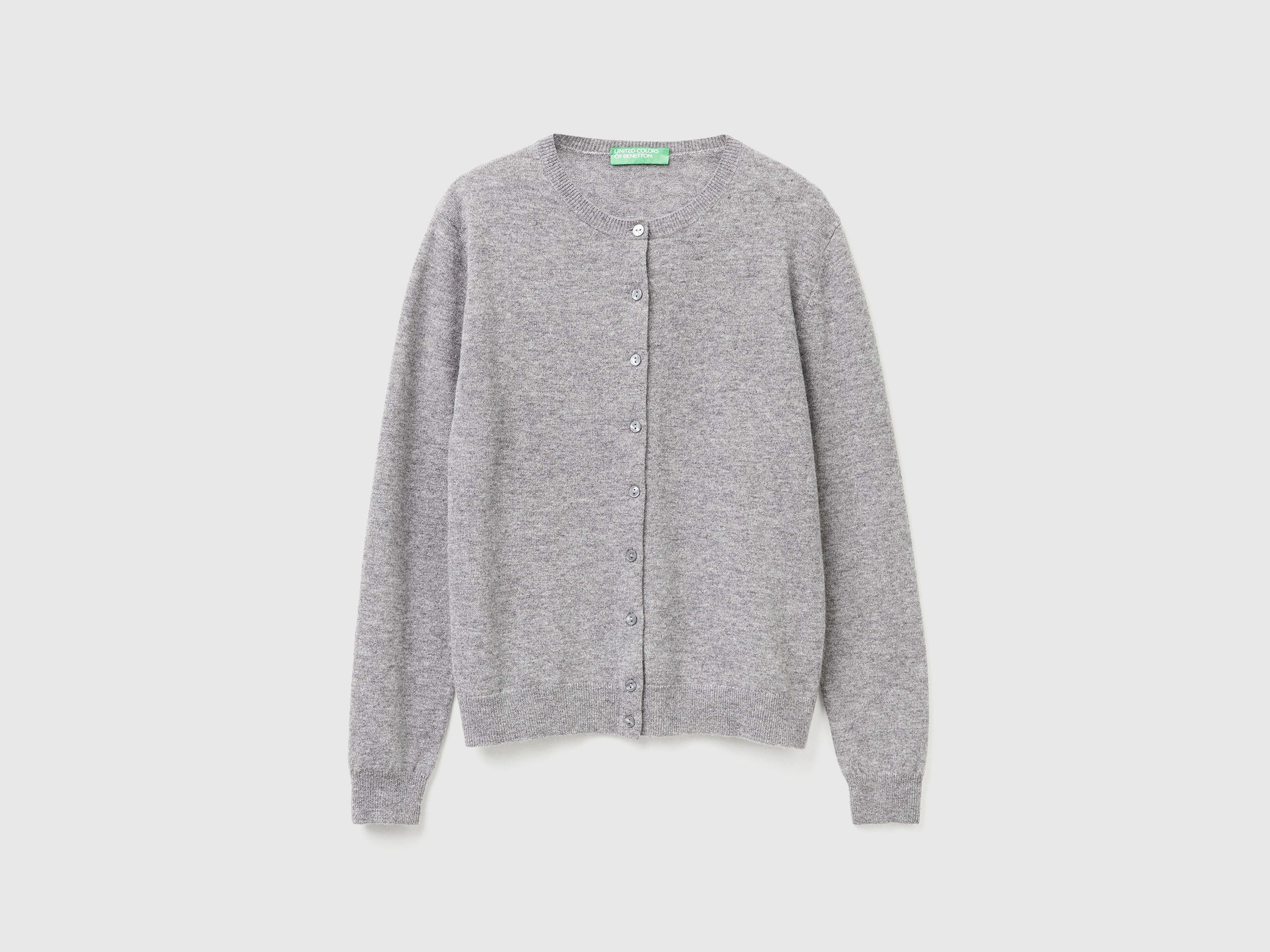 United Colors of Benetton Cardigan lana merino grigio melange