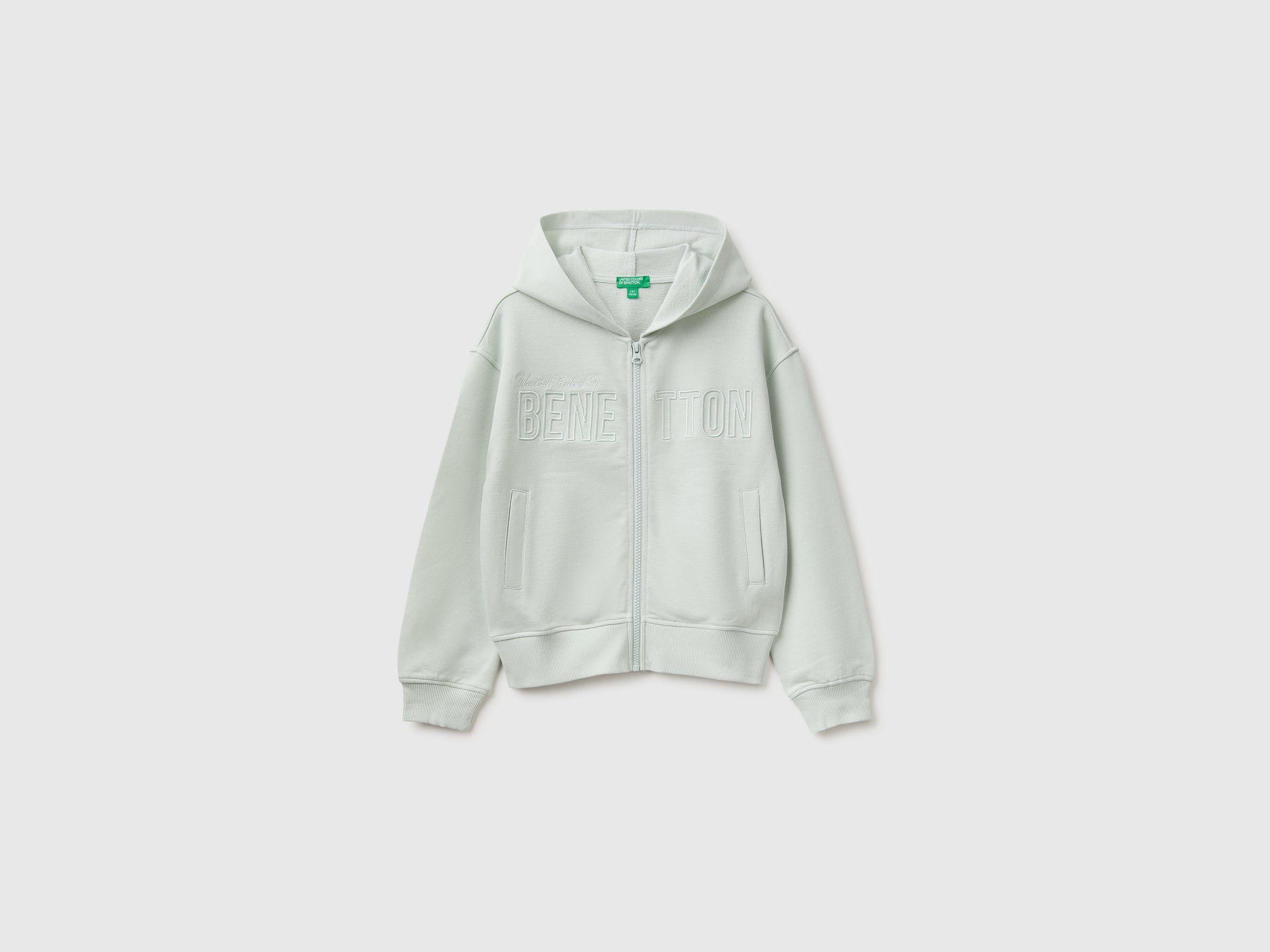 United Colors of Benetton Sweatshirts Felpa Hoodie Ricamo Cotone Zip