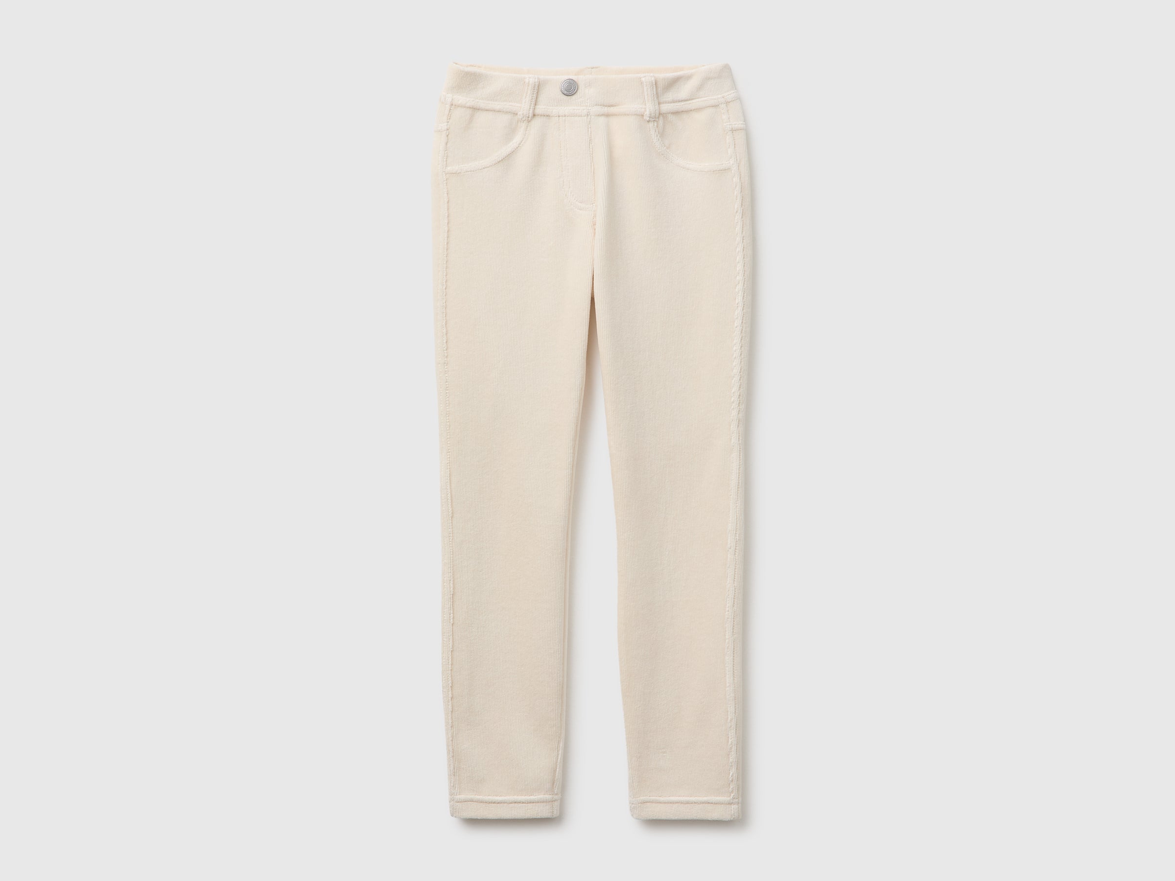 Benetton Pantaloni Ciniglia Super Skinny Cotone Taglia L