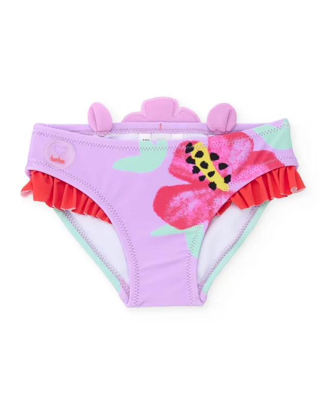 TucTuc Costumi bambina lilla floreale volant laterali