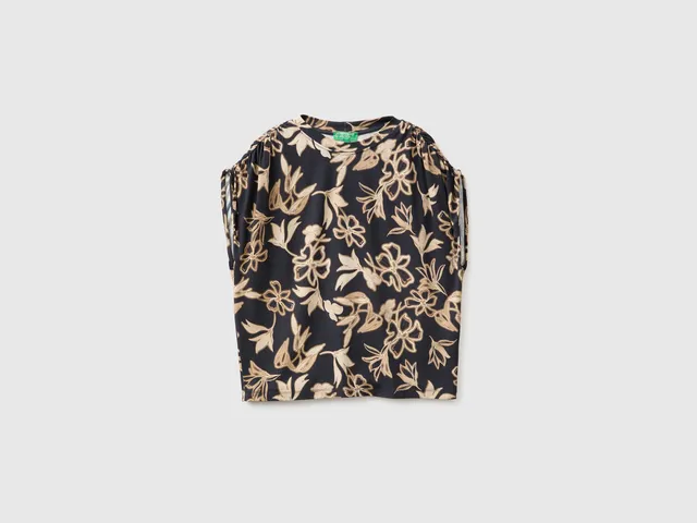 United Colors of Benetton Top Floreale T-shirt Modal Taglia M