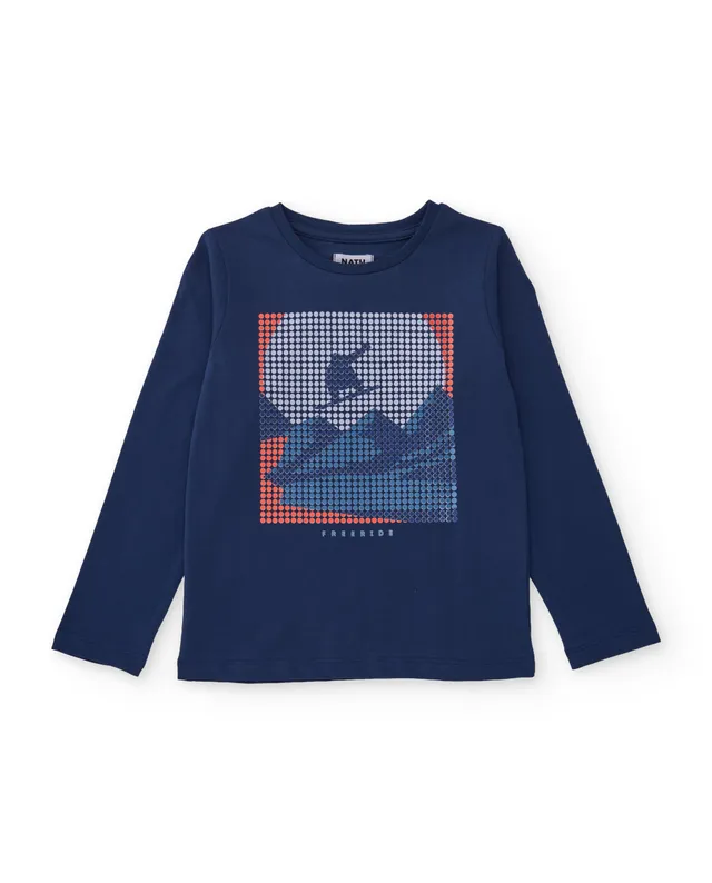 TucTuc Magliette maglietta bambino blu maniche lunghe cotone
