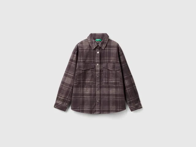 United Colors of Benetton camicia velluto tartan manica lunga