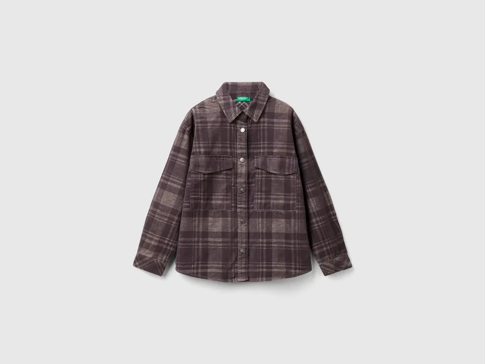 United Colors of Benetton camicia velluto tartan manica lunga