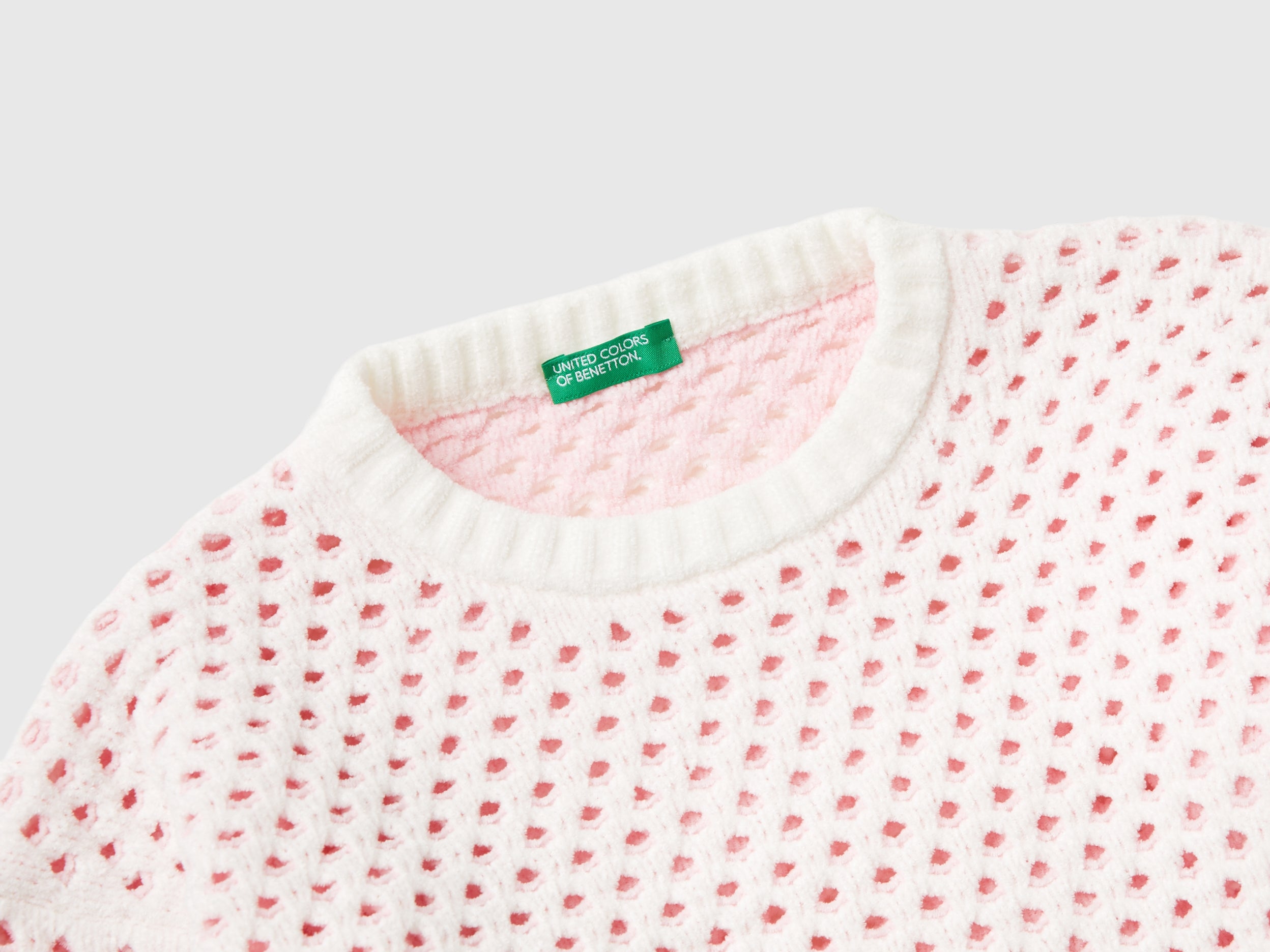 United Colors of Benetton Chenille Mesh Maglione Ciniglia Traforato
