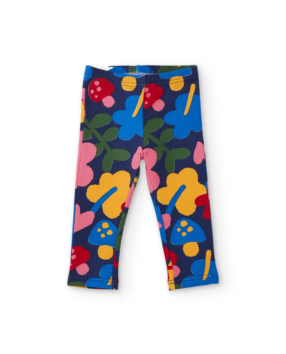 TucTuc Leggings bambina felpa blu stampa floreale