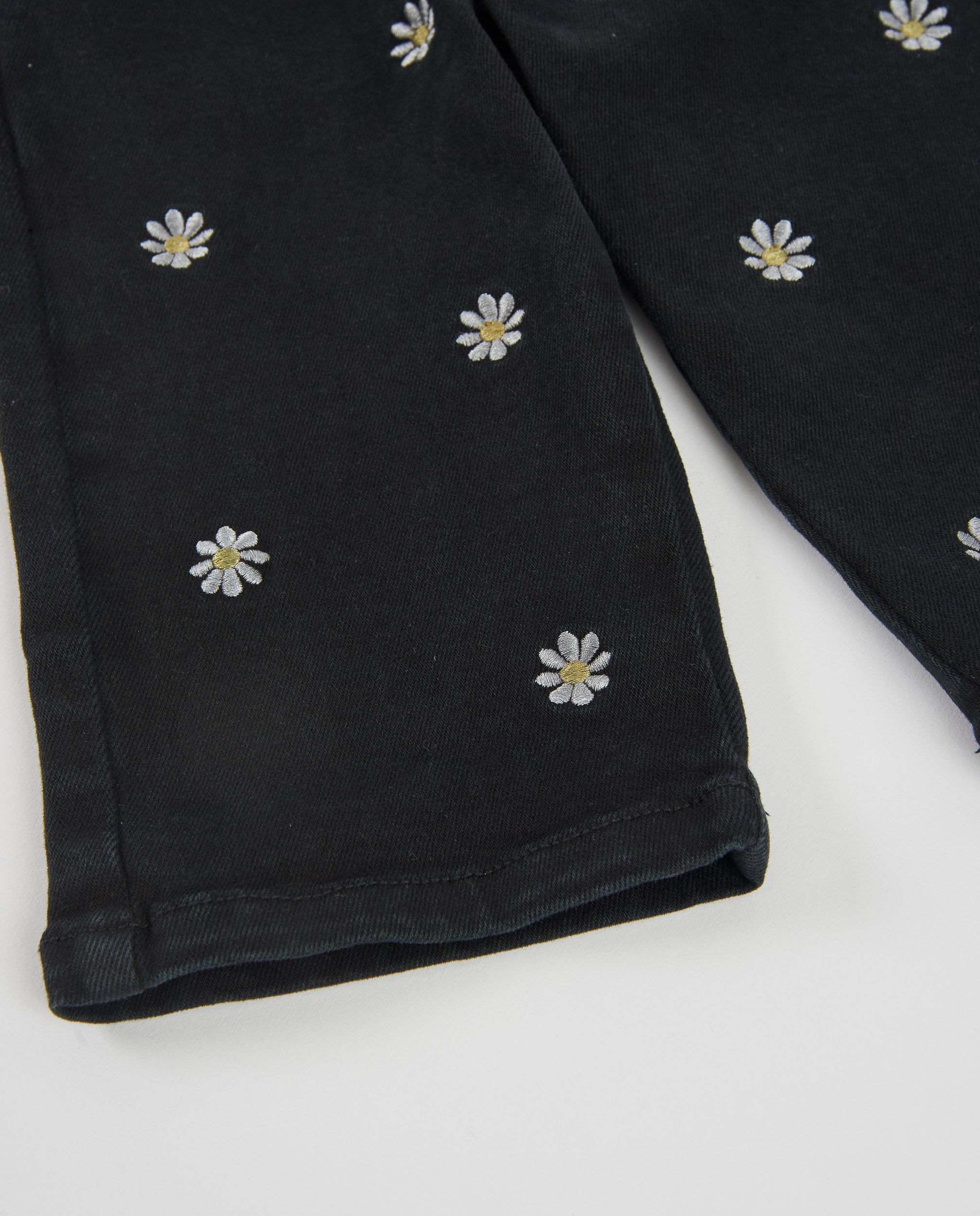TucTuc Pantaloni jeans bambina neri ricami fiori