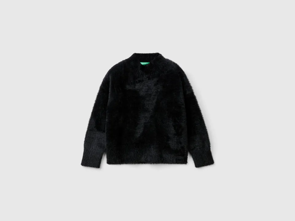 United Colors of Benetton Furry Yarn Maglione Peloso Collo Alto L