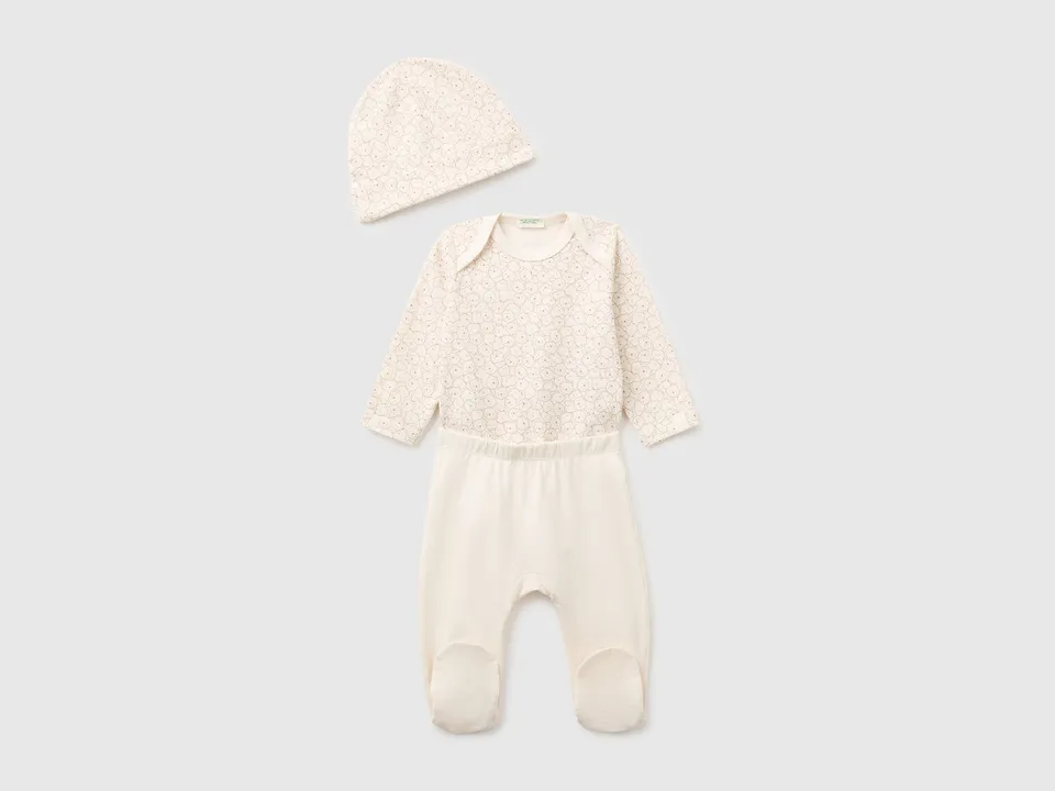 United Colors of Benetton Set body pantaloni cappello cotone 62